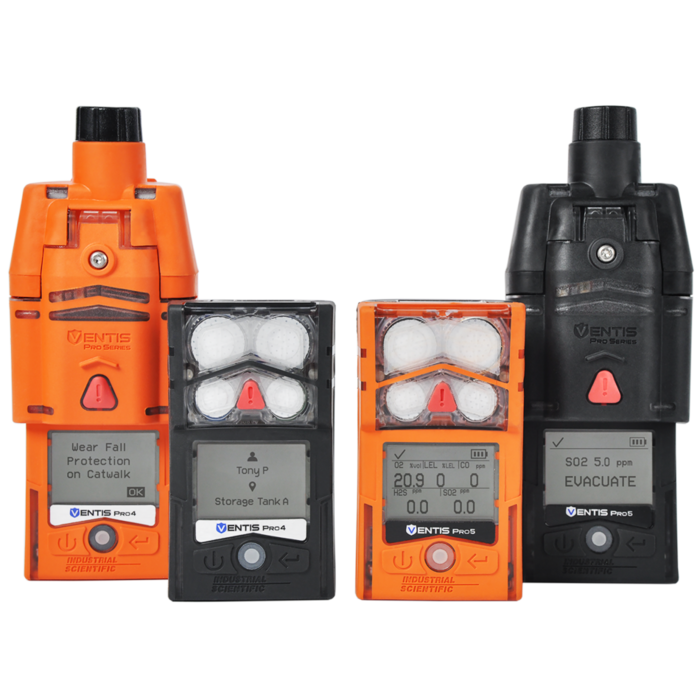 Confined space gas monitor - Industrial Scientific Ventis® Pro5, LEL (Methane), CO/H2S, SO2, O2 (LL), Li-ion, Orange, UL/CSA