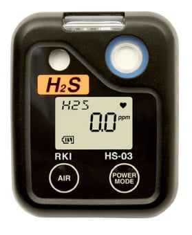 Gas Detection Safety - RKI HS-03 Hydrogen Sulfide. H2S, Single Gas Personal Monitor and Calibration Kit, 73-0062-56