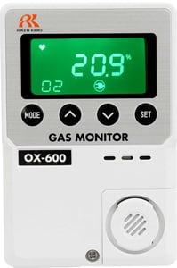 OX-600 oxygen monitor, 0-25%, 24 VDC operation with 5 meter sensor cable