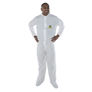 CPHB-L Defender White Coverall with Hood and Boots - Large