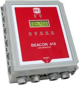 RKI Wet Well Package 72-2104RK-WW2 Gas Detector with Beacon 410 controller, tri-head IR LEL (CH4) / O2 / H2S by RKI Instruments