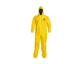 Disposable Coverall PolyethyleneTyvek serged seams w/ hood and boot, 2XL, 12/Cs (Yellow)