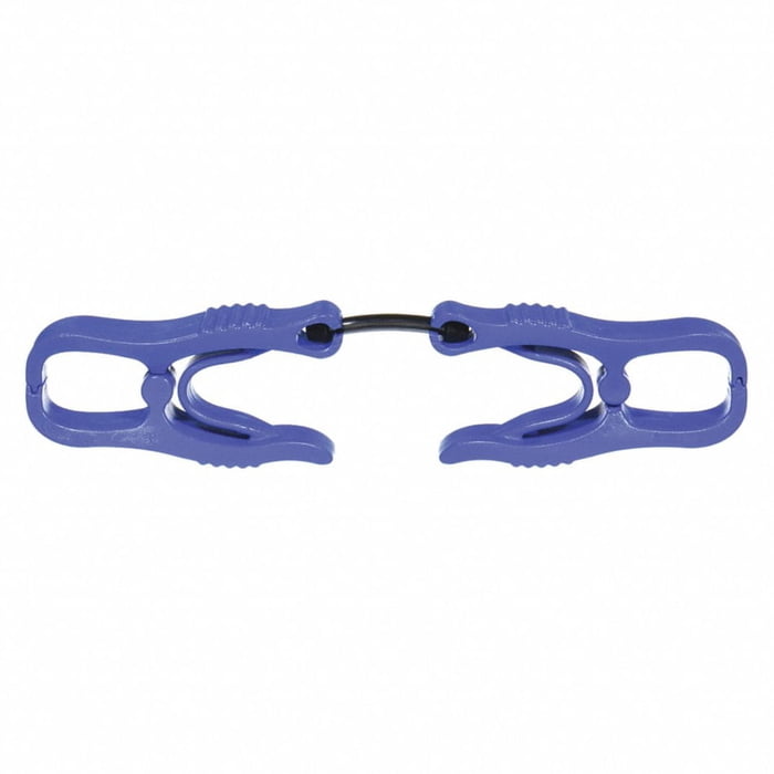 Glove Holder Clip: Plastic, Plastic, 6 3/8 in Lg, 0.38 in Max Clip Opening, Condor, Blue, 1 PR