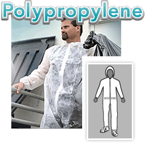 Polypropylene Coveralls 55 GSM : Attached hood, boots and elastic wrists