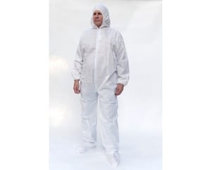 Sunrise T3141-35-XL White Polypropylene Coveralls with Attached Hood, Zipper. and Front Attached Boot (Size XL)