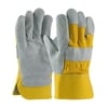 Hands/Gloves PIP : Glove, Palm, Gold Series Split Grain Cowhide Leather, Rubberized Safety Cuff